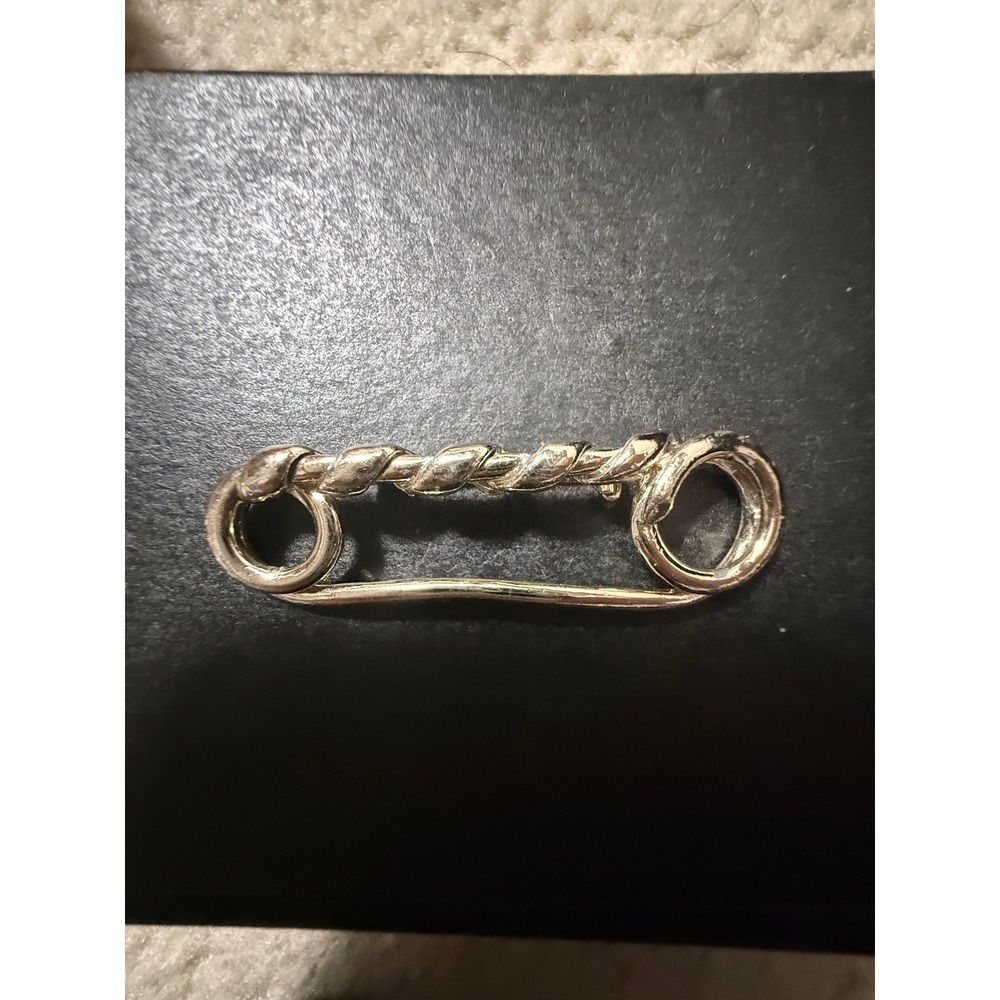 Twisted Rope Safety Pin Brooch Silver Tone‎ Accessory